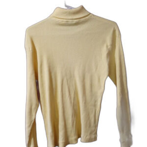 Amna Vintage Yellow Ribbed Turtleneck Sweater LG